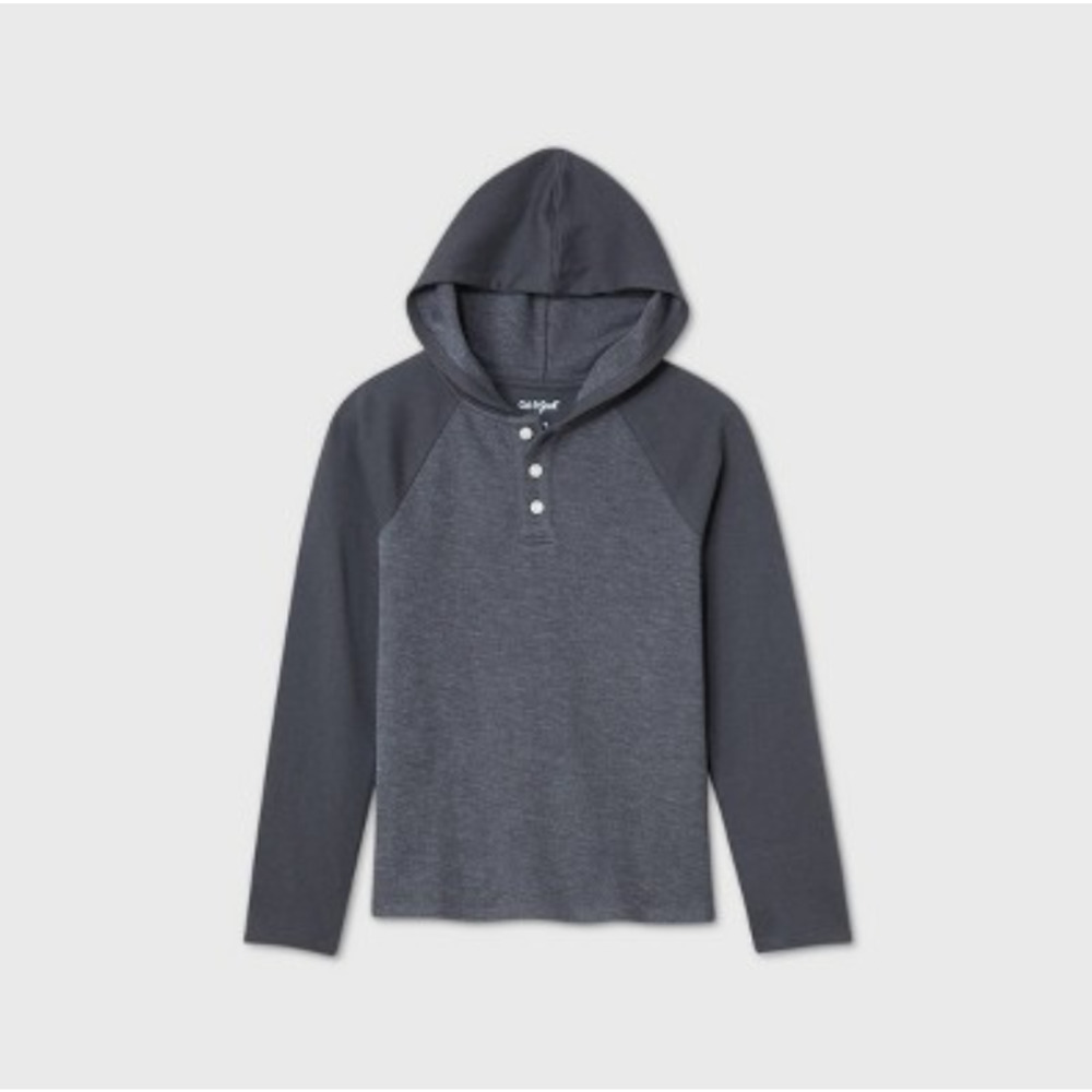 Boys Doubleknit Hooded Long Sleeve T-Shirt - Cat Jack Gray - Size XL - NWT